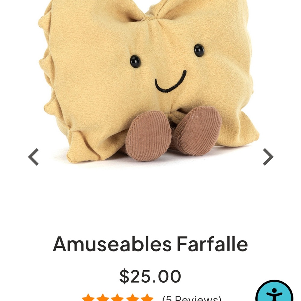 Jellycat Amuseables Farfalle Stuffed Toy - Tan and Brown